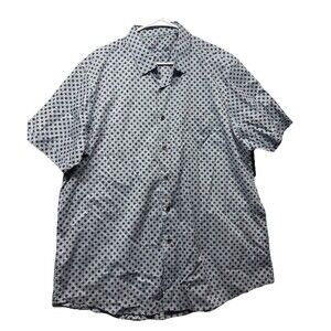 Tasso Elba Mens Geometric Button Up Shirt Shirt Sleeve Blue Size XXL NWT